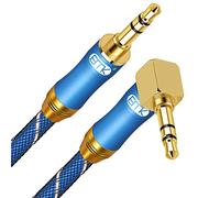 EMK Cavo AUX 90 Gradi ad Angolo Retto Cavo Jack 3.5 Maschio a Maschio Double-Braided Nylon Cavo Audio Stereo per Cuffie Smartphone iPhone Samsung Huawei Xiaomi Tablet ecc 2Ft/0.6M