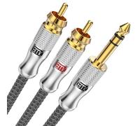 EMK Cavo da 1/4 a RCA, da 1/4" a 2 RCA maschio, cavo audio, jack stereo da 6,35 mm su cavo jack dual RCA, cavo splitter Y (1 m, argento)