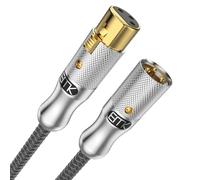 EMK Cavo microfono XLR maschio a XLR femmina a 3 poli, cavo per altoparlante simmetrico, cavo preamplificatore microfono equalizzatore (2 m, maschio XLR a femmina, argento)