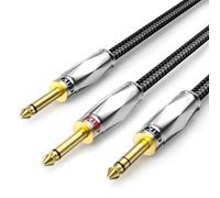 EMK Cavo sdoppiatore stereo TRS da 6,35 mm a doppio TS mono da 6,35 mm, cavo patch splitter stereo per chitarra elettrica, basso, amplificatore, altoparlante, tastiera, mandolino, audio professionale