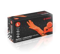 EMKA S.A. Guanti in nitrile | Arancione | Rinforzato | Resistente | Guanti da lavoro | Guanti monouso | Guanti per la pulizia | Per auto | Giardino (L)