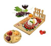 EMKARUNA Tagliere Formaggi con 4 coltelli e Vassoio Rotondo per Frutta, Set Aperitivo Regalo per Chef, casa nuova, Festa del Papa, Regalo Natale, Feste Compleanno, Donna, Uomo, Genitori, Amici
