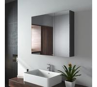 EMKE Armadietti a Specchio per Il Bagno, ABS, Nero, 75 x 65 cm