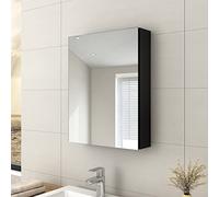 EMKE Armadietto da bagno a specchio con contenitore, con anta singola, montaggio a parete, in alluminio, senza cornice, armadietto per medicinali, armadietto da parete per trucco