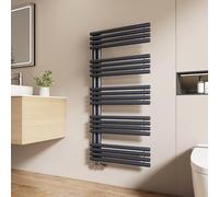 EMKE Asciugamani per acqua calda per bagno, 1265 x 600 mm, tubi tondi porta asciugamani, scaldasalviette con raccordi laterali, scaldasalviette da bagno, antracite 776 W