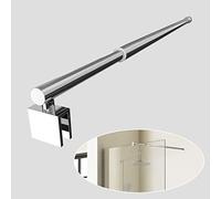 EMKE Barra di supporto telescopica regolabile da 700 mm a 1200 mm in acciaio inox cromato di forma rotonda per doccia bagnato, per cabina doccia, per vetri di spessore 8-10 mm