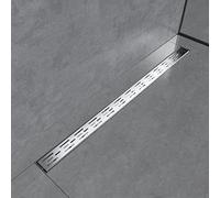 EMKE Canalina per doccia in acciaio inox, 110 cm, sifone con filtro antiodore/filtro per capelli, design a fila laterale, scarico doccia, scarico doccia per bagno