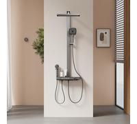 EMKE Colonna doccia termostatica, doccia a mano, doccia per bambini, 360 mm doccia a pioggia di grandi dimensioni, 4 uscite d'acqua, facile installazione, antracite opaco, 1050 x 600 x 409 mm