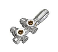 EMKE Kit Multiblock per Radiatori, Valvola ad Angolo e in Linea Retta, Connessione Centrale, Valvola del Radiatore con Termostato, cromo