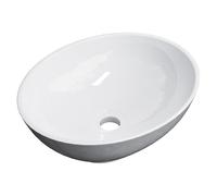 EMKE Lavabo da Appoggio Ovale 35 × 27 × 11 cm, Lavabo in Ceramica per Bagno e WC Ospiti, Bianco Lucido