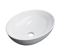 EMKE Lavabo da Appoggio Ovale 41,5 × 33,5 × 13 cm, Lavabo in Ceramica per Bagno e WC Ospiti, Mini Lavabo Compatto,Bianco Lucido