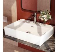 EMKE Lavabo Design Moderno - Lavabo Sospeso in Ceramica con Bordo Sottile, Lavabo per Bagno e WC Ospiti,515x360x130 mm,Bianco Lucido, Lavabo Quadrato, Lavabo da Appoggio