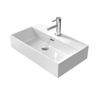EMKE Lavabo di design moderno, lavabo sospeso in ceramica di alta qualità con bordo sottile, lavabo per bagno e toilette per gli ospiti, 600 x 360 x 130 mm, bianco, lavabo quadrato, lavabo da piano