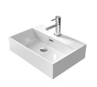 EMKE Lavabo di design moderno, lavabo sospeso in ceramica di alta qualità con bordo sottile, lavabo per bagno e toilette per gli ospiti, 515 x 360 x 130 mm, bianco, lavabo quadrato, lavabo da piano