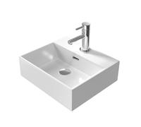 EMKE Lavabo di design moderno, lavabo sospeso in ceramica di alta qualità con bordo sottile, lavabo per bagno e toilette per gli ospiti, 415 x 360 x 130 mm, bianco, lavabo quadrato, lavabo da piano