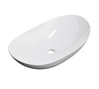 EMKE Lavabo Ovale 61,5 × 36 × 15,5 cm, Ceramica Bianca Lucido, Moderno, Sul Piano di Lavoro