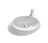 EMKE Lavabo ovale da appoggio, 60 x 45 x 15 cm, piccolo lavabo per ospiti, WC, lavabo a mano in ceramica, bianco