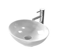 EMKE Lavabo ovale per sovrapporre 41,5 × 33,5 × 13 cm, lavabo in ceramica per bagno e toilette per gli ospiti, lavabo bianco