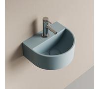 EMKE Lavabo Semicircolare 303 x 255 x 120 mm - Lavabo Sospeso da Parete in Ceramica per WC Ospiti e Bagno - Design Moderno,Grigio azzurro opaco