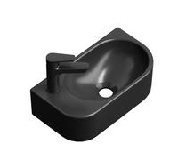 EMKE Lavabo sospeso 400 x 215 x 120 mm - Lavabo compatto ed elegante per piccoli bagni e wc ospiti - rubinetto a sinistra, installazione a parete, nero opaco