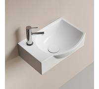 EMKE Lavabo Sospeso 405 x 280 x 140 mm - Lavabo Compatto ed Elegante per Piccoli Bagni e WC Ospiti - Rubinetto a Sinistra, Installazione a Parete, Bianco Lucido