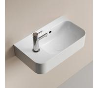 EMKE Lavabo Sospeso 450 x 265 x 155 mm - Lavabo Compatto ed Elegante per Piccoli Bagni e WC Ospiti - Rubinetto a Sinistra, Installazione a Parete, Bianco Lucido
