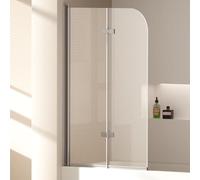 EMKE Pannello doccia per vasca 100x140 cm, paravetro per vasca pieghevole a 2 parti, pannello per vasca in vetro di sicurezza da 6 mm, separatore doccia per vasca, facile da pulire