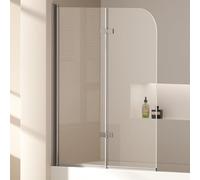 EMKE Pannello doccia per vasca 110x140 cm, paravetro per vasca pieghevole a 2 parti, pannello per vasca in vetro di sicurezza da 6 mm, separatore doccia per vasca, facile da pulire