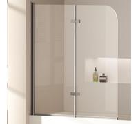 EMKE Pannello doccia per vasca 120x140 cm, paravetro per vasca pieghevole a 2 parti, pannello per vasca in vetro di sicurezza da 6 mm, separatore doccia per vasca, facile da pulire