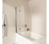 EMKE Pannello doccia per vasca da bagno, 100 x 140 cm, 2 pezzi, pieghevole, con vetro di sicurezza monolocale da 6 mm, per vasca da bagno, parete pieghevole