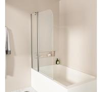 EMKE Pannello doccia per vasca da bagno, 100 x 140 cm, pieghevole, 1 pezzo, con vetro di sicurezza monolastra da 6 mm, per vasca da bagno, parete pieghevole