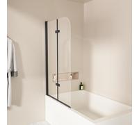 EMKE Pannello doccia per vasca da bagno, 100 x 140 cm, pieghevole, 2 pezzi, con vetro di sicurezza monolocale da 6 mm, per vasca da bagno, divisorio per doccia