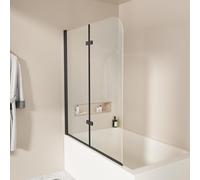EMKE Pannello doccia per vasca da bagno, 120 x 140 cm, pieghevole, 2 pezzi, con vetro di sicurezza monolocale da 6 mm, per vasca da bagno, divisorio per doccia