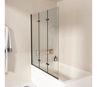 EMKE Pannello doccia per vasca da bagno, 120 x 140 cm, pieghevole, 3 pezzi, con vetro di sicurezza monolastra da 6 mm, per vasca da bagno, divisorio per doccia