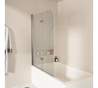 EMKE Parete doccia per vasca da bagno, 110 x 140 cm, 2 pezzi, pieghevole, con vetro di sicurezza monolocale da 6 mm, per vasca da bagno, parete pieghevole