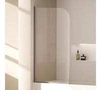 EMKE Parete doccia pieghevole per vasca da bagno, 70 x 140 cm, divisorio doccia pieghevole con vetro di sicurezza ESG da 6 mm, per vasca da bagno