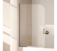 EMKE Parete doccia pieghevole per vasca da bagno, 90 x 140 cm, divisorio doccia pieghevole con vetro di sicurezza ESG da 6 mm, per vasca da bagno