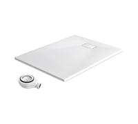 EMKE Piatto doccia con sifone 120 x 90 cm antiscivolo SMC piatto doccia piatto altezza 2,6 cm piatti doccia con copertura ritagliabile e scarico 90 mm bianco