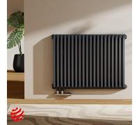 EMKE Radiatore a forma di D, orizzontale, 600 x 840 mm, design piatto a doppio strato, radiatore a pannello, con attacco laterale, antracite 1383 W