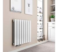 EMKE Radiatore di design piatto, 630 x 616 mm, orizzontale, con connettore laterale, a doppio strato, per bagno, camera da letto e soggiorno, bianco 805 W