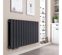EMKE Radiatore piatto di design, 630 x 1006 mm, orizzontale, con connettore laterale, a pannello a doppio strato, per bagno, camera da letto e soggiorno, antracite, 1308 W
