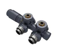 EMKE Rubinetteria per valvole per radiatore multiblocco - Accessorio per riscaldamento angolare e passaggio - Blocco rubinetto radiatore con termostato (φ16 x G1/2", 1 pezzo, antracite)