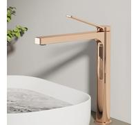 EMKE Rubinetti Lavabo Bagno 335x233x46 mm, Oro Rosa, Miscelatore in Ottone, Rubinetti Cucina con Aereatore, Cartuccia Ceramica, Installazione Facile