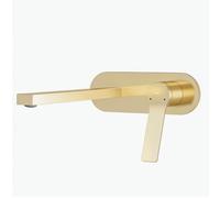 EMKE Rubinetto per lavabo a incasso, oro champagne, 2 fori, montaggio a parete, con aeratore, rubinetto da bagno, da incasso, per lavabo e vasca da bagno, miscelatore monocomando 28,8 x 21 x 7 cm