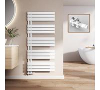 EMKE Scaldasalviette da bagno con multiblocco, 1320 x 600 mm, porta asciugamani, scaldasalviette, scaldasalviette, scaldasalviette, scaldasalviette, scaldasalviette, riscaldatore piatto, bianco, 798 W