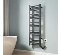 EMKE Scaldasalviette elettrico, 120 x 40 cm, termosifone elettrico con interruttore touch timer, scaldasalviette elettrico, nero opaco, 450 W