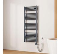 EMKE Scaldasalviette Elettrico Bagno,Curvo,120 x 50cm, 500W,Termoarredo Asciugamani da Bagno con WIFI Termostato,Antracite,Radiatore da Bagno