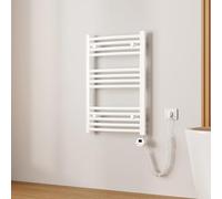 EMKE Scaldasalviette Elettrico Bagno,Curvo,75 x 50cm, 300W,Termoarredo Asciugamani da Bagno con WIFI Termostato,Bianco,Radiatore da Bagno
