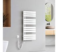 EMKE Scaldasalviette Elettrico con Elemento riscaldante termostatato,1041x500mm 600W，Pannello Asciugamano Elettrico con Asta di Riscaldamento con Timer, Bianco