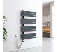 EMKE Scaldasalviette Elettrico con Elemento riscaldante termostatato,1041x600mm 600W，Pannello Asciugamano Elettrico con Asta di Riscaldamento con Timer, Antracite